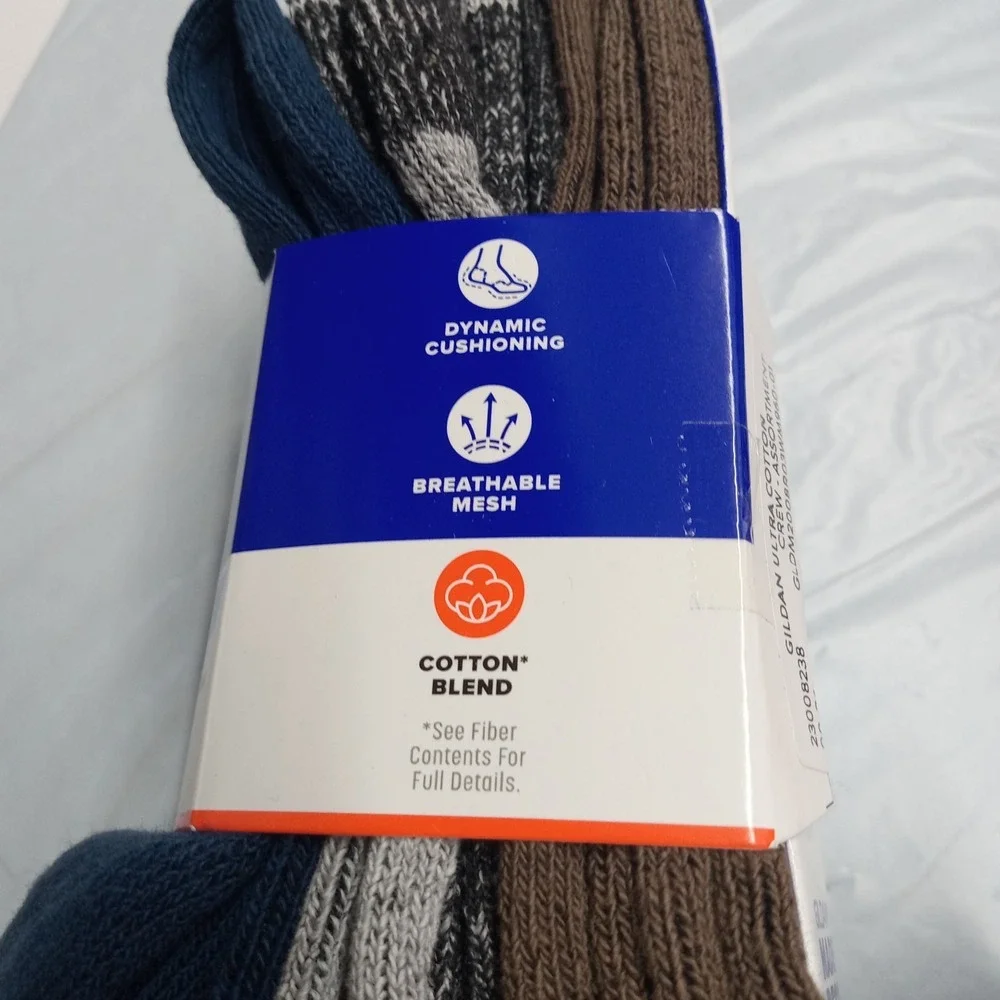 Gildan Ultra Cotton Crew Socks Men's Size 6-12 Assorted Colors 6 Pairs